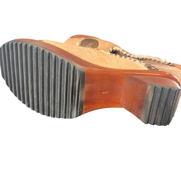 Jim Barnier Wooden Heel Clog Copper Must Womens Size 11 Platform Sandals Leather - Picture 7 of 7